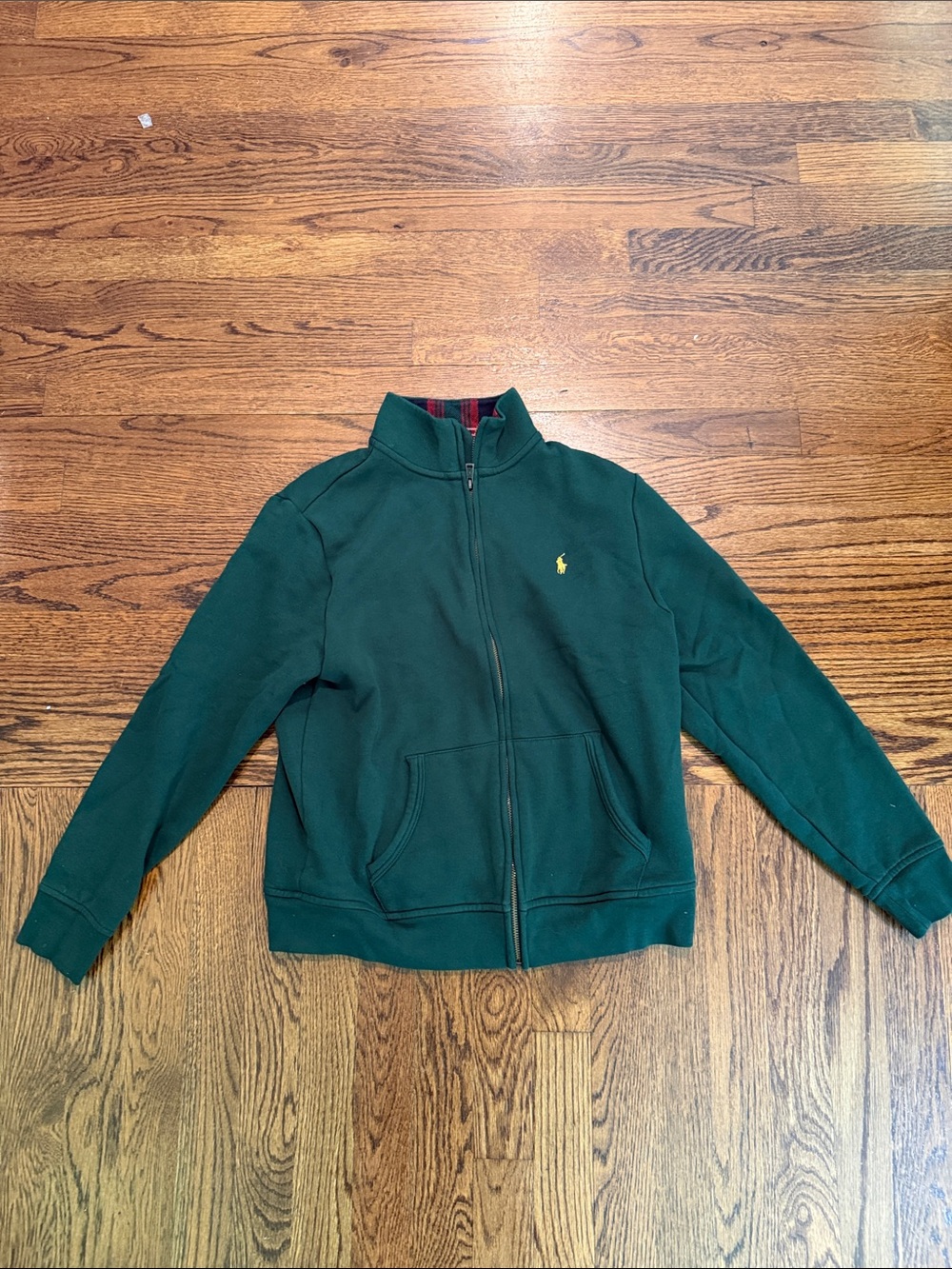 Ralph Lauren Forest Green Full-Zip Sweatshirt with Yellow Pony
